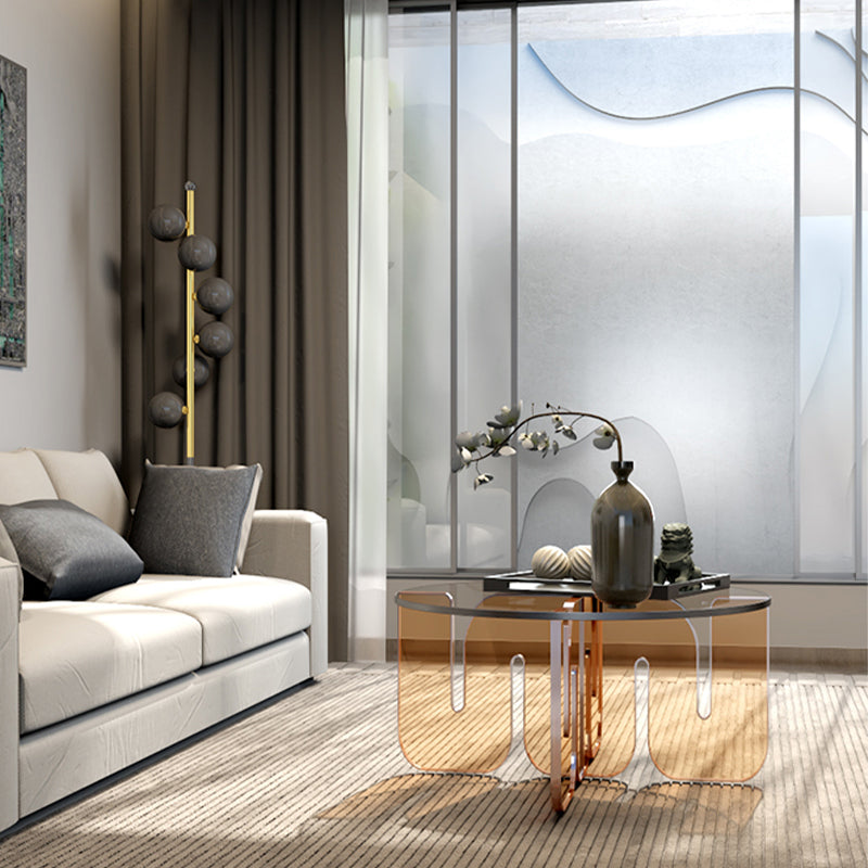 Round Acrylic Material Abstract Base Type Multi Color Selection Coffee Table 35.5"L x 35.5"W x 16"H Orange Clearhalo 'Coffee & Accent Tables' 'Coffee Tables' 'coffee_tables' 'furn' 'furn_coffee_tables' 'Furniture' 'furniture_coffee_tables' 'Living Room Furniture' 5028274