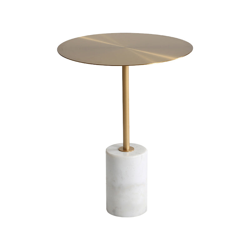 Iron and Concrete End Table 15.7" Long Mid-Century Round Side Table in White Gold Clearhalo 'Coffee & Accent Tables' 'End & Side Tables' 'end_side_table' 'end_side_tables' 'furn' 'furn_end_side_tables' 'Furniture' 'furniture_end_side_table' 'Living Room Furniture' 5028439