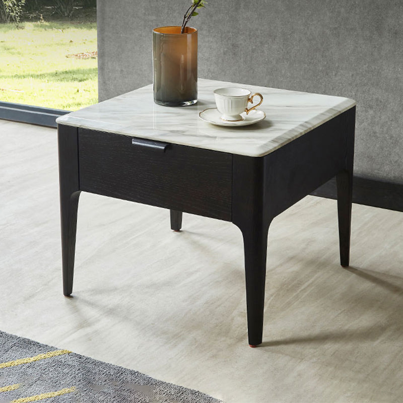 Square Solid Wood 4 Legs End Table Modern Brown/Black Side Table with Storage Black Clearhalo 'Coffee & Accent Tables' 'End & Side Tables' 'end_side_table' 'end_side_tables' 'furn' 'furn_end_side_tables' 'Furniture' 'furniture_end_side_table' 'Living Room Furniture' 5028579