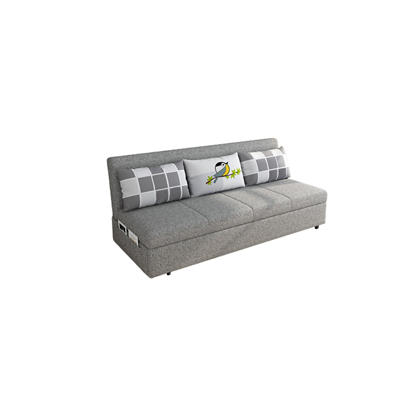 Contemporary Armless Cotton Blend Sofa Bed in Grey with Storage 59"L x 32"W x 33"H Clearhalo 'furn' 'furn_sofas' 'Furniture' 'furniture_sofas' 'Living Room Furniture' 'Sofa' 'sofas' 5028600