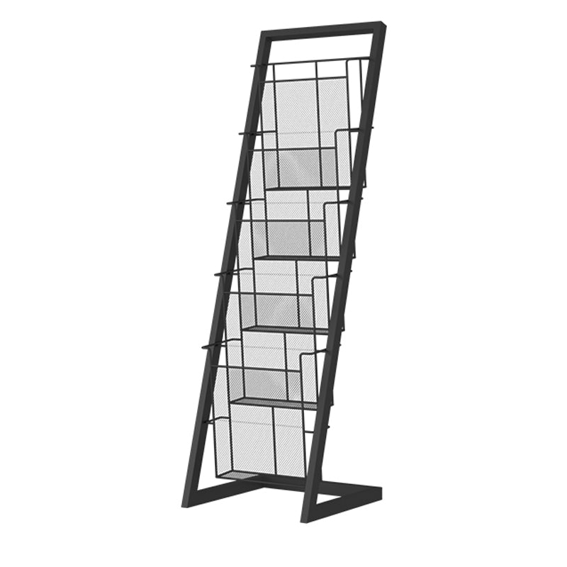 Closed Back Ladder Bookcase Glam Style Metal Book Shelf for Home Office 13"L x 13"W x 43.3"H Black Clearhalo 'Bookcases' 'furn' 'furn_bookcases' 'Furniture' 'furniture_bookcases' 'Office Furniture' 5029400