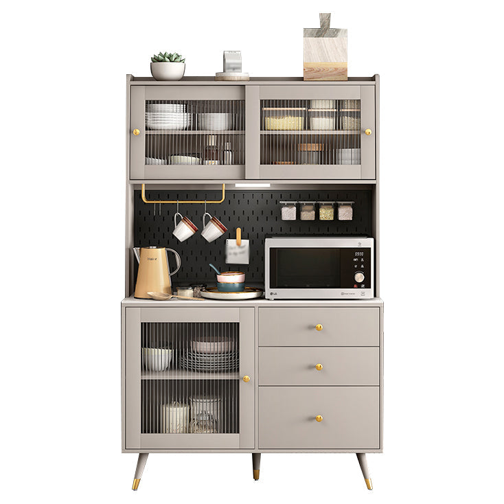 Contemporary Adjustable Shelves Sideboard 47.5 "W X 16 "D X 66 "H Side Board with 3 Drawer Champagne Clearhalo 'buffet_sideboard' 'Buffets & Sideboards' 'furn' 'furn_buffet_sideboard' 'Furniture' 'furniture_buffet_sideboard' 'Kitchen & Dining Furniture' 5029941
