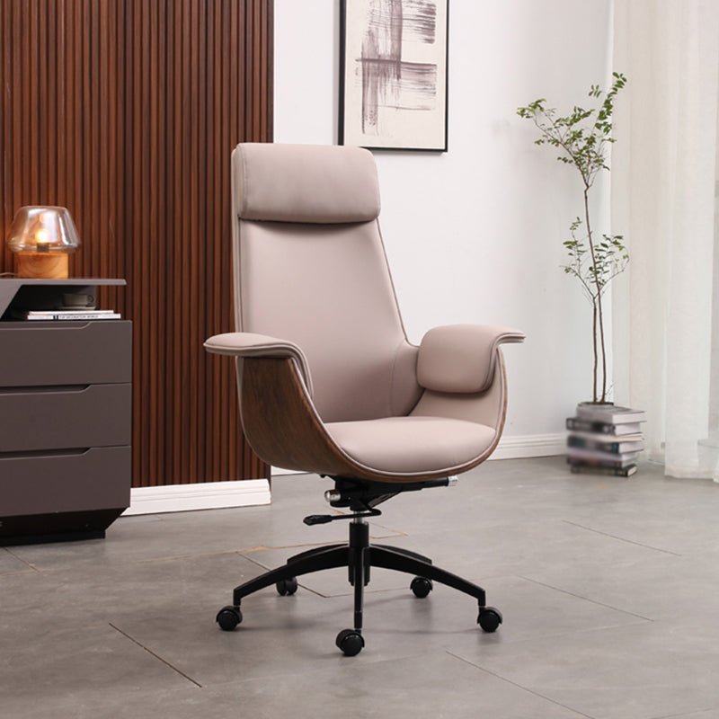 Modern & Contemporary Managers Chair Swivel with Wheels Ergonomic Executive Chair Light Gray High-Back (Over 22 in.) Clearhalo 'furn' 'furn_office_chair' 'Furniture' 'furniture_office_chair' 'Office Chairs' 'Office Furniture' 'office_chair' 5030143