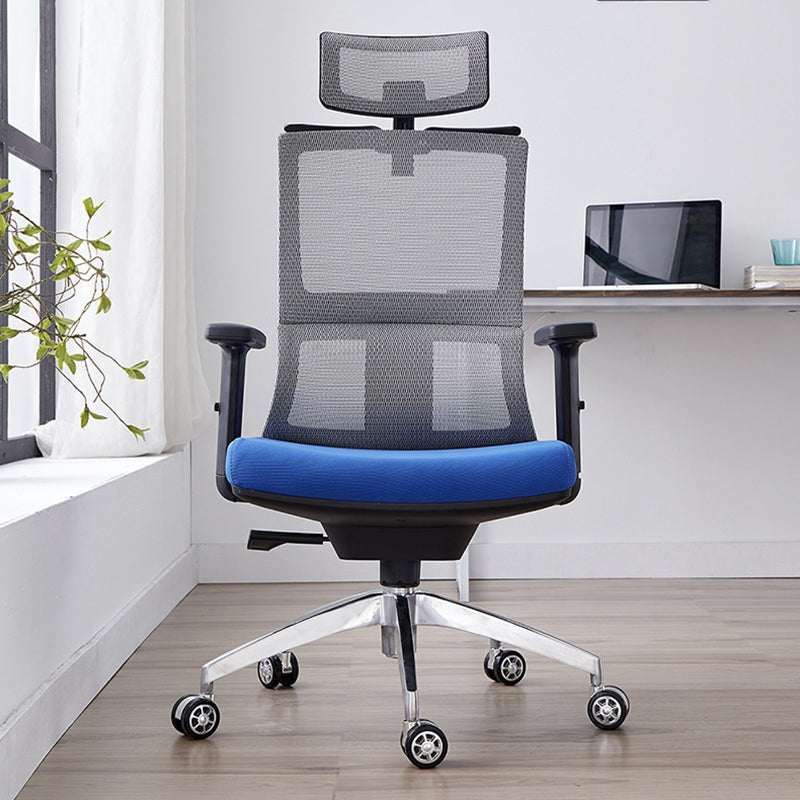 High Back Office Chair Gauze Sponge Cushion with Headrest Adjustable Arm Office Chair Blue Without Footrest Clearhalo 'furn' 'furn_office_chair' 'Furniture' 'furniture_office_chair' 'Office Chairs' 'Office Furniture' 'office_chair' 5030221