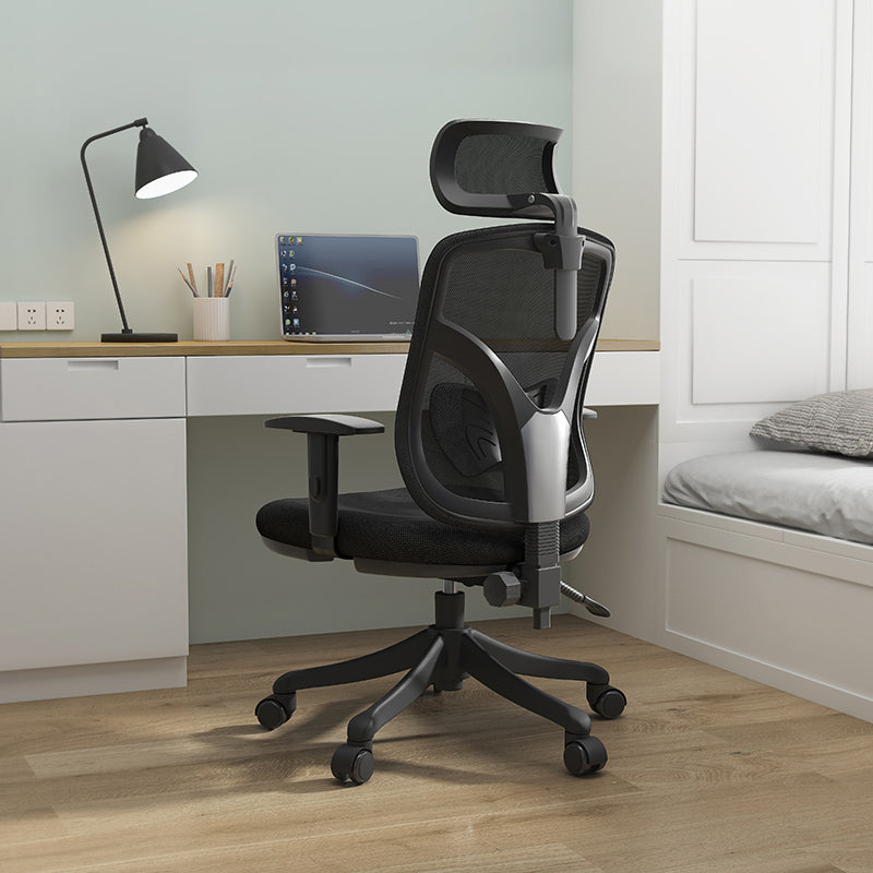 Modern & Contemporary Desk Chair High Back Swivel Height-adjustable Office Chair Nylon Height-Adjustable Arms Clearhalo 'furn' 'furn_office_chair' 'Furniture' 'furniture_office_chair' 'Office Chairs' 'Office Furniture' 'office_chair' 5030247