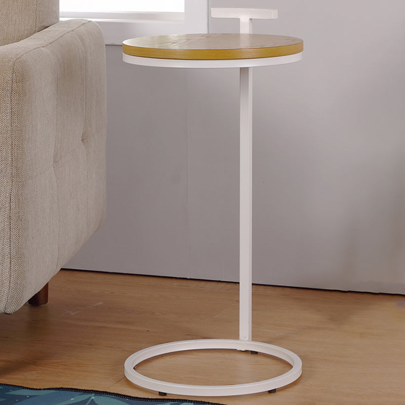 27.5" Tall Iron C Side Table Round Wood Side End Table for Living Room 13.8"L x 13.8"W x 27.6"H White Yellow Clearhalo 'Coffee & Accent Tables' 'End & Side Tables' 'end_side_table' 'end_side_tables' 'furn' 'furn_end_side_tables' 'Furniture' 'furniture_end_side_table' 'Living Room Furniture' 5030310