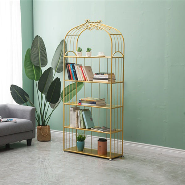 Iron Scandinavian Etagere Bookshelf Vertical Open Bookshelf for Living Room 31.5"L x 11.8"W x 70.9"H Gold Clearhalo 'Bookcases' 'furn' 'furn_bookcases' 'Furniture' 'furniture_bookcases' 'Office Furniture' 5030388