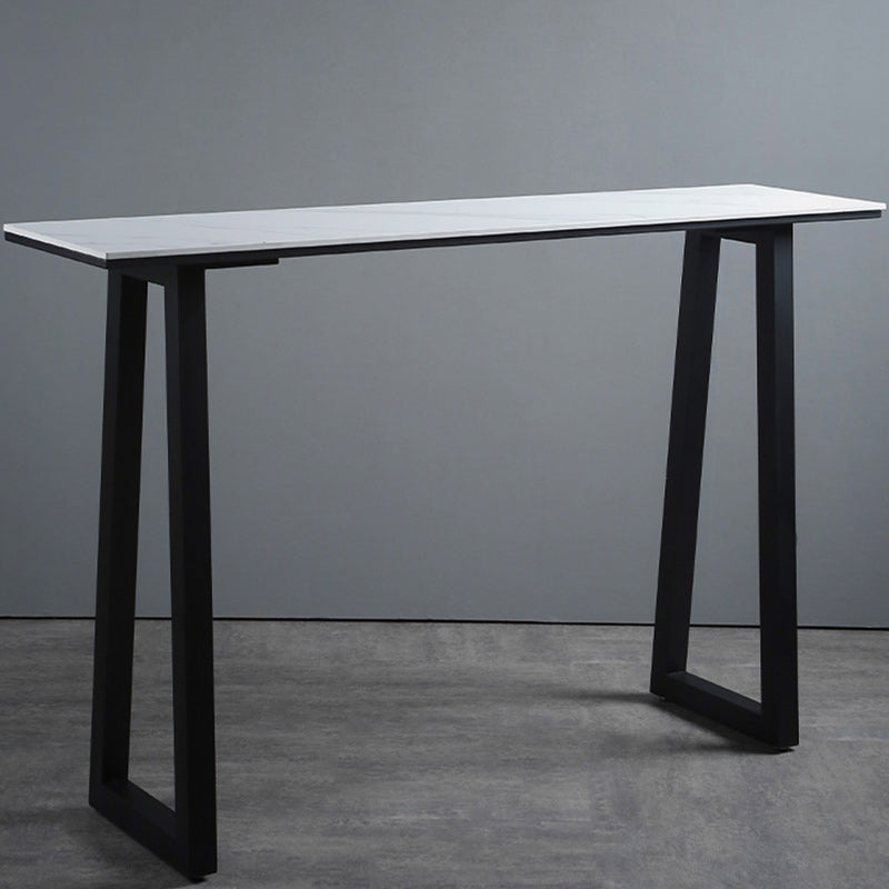 Industrial Bar Table 42-inch Height Stone Top Bistro Table for Coffee Shop 78.7"L x 15.7"W x 41.3"H Without Chairs Clearhalo 'Bar Furniture' 'Bar Tables' 'bar_tables' 'furn' 'furn_bar_tables' 'Furniture' 'furniture_bar_tables' 'Kitchen & Dining Furniture' 5031164