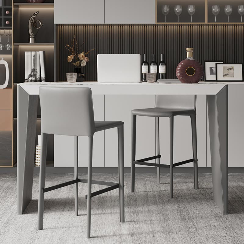 Living Room Counter Wine Table Rectangle Stone Modern Bar Height Pub Table in Grey 63"L x 19.7"W x 39.4"H Without Chairs Clearhalo 'Bar Furniture' 'Bar Tables' 'bar_tables' 'furn' 'furn_bar_tables' 'Furniture' 'furniture_bar_tables' 'Kitchen & Dining Furniture' 5031228