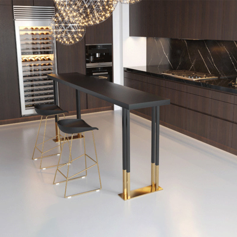 Wood Top Bar Table Traditional Luxury Rectangle Bar Dining Table with Sled Base 78.7"L x 15.7"W x 41.3"H Without Chairs Clearhalo 'Bar Furniture' 'Bar Tables' 'bar_tables' 'furn' 'furn_bar_tables' 'Furniture' 'furniture_bar_tables' 'Kitchen & Dining Furniture' 5031387