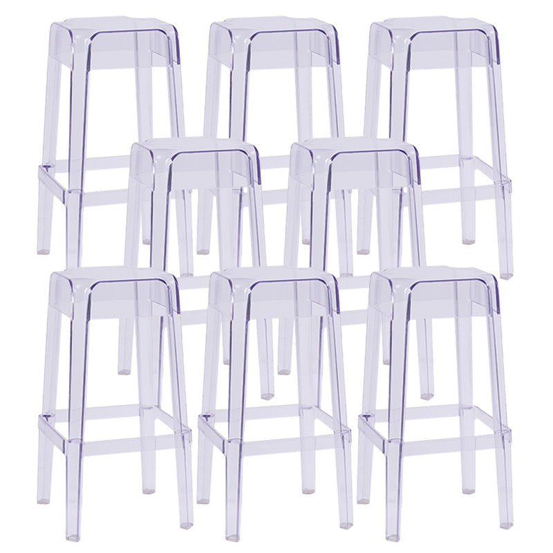 Contemporary Bar-stool Plastic Counter Bar Stool for Restaurant Clear 8 Piece Set Bar Stool(30"H) Clearhalo 'Bar Furniture' 'Bar Stools' 'bar_stools' 'furn' 'furn_bar_stools' 'Furniture' 'furniture_bar_stools' 'Kitchen & Dining Furniture' 5031569
