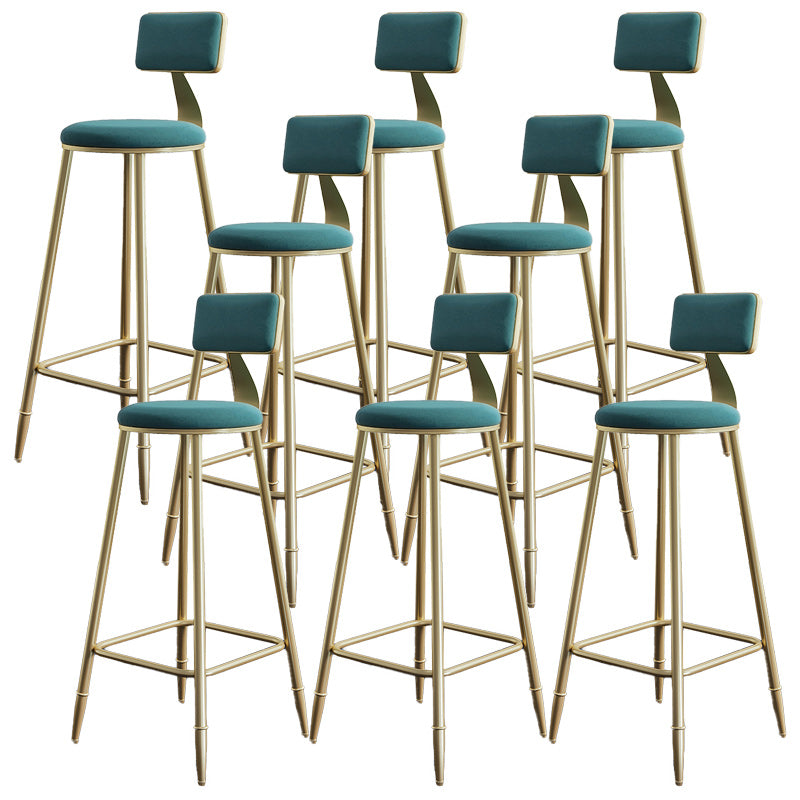 Nordic Armless Backrest Counter Stool Iron Dining Room Bar Stool with Cushion and Pedal Green 8 Piece Set Clearhalo 'Bar Furniture' 'Bar Stools' 'bar_stools' 'furn' 'furn_bar_stools' 'Furniture' 'furniture_bar_stools' 'Kitchen & Dining Furniture' 5032157