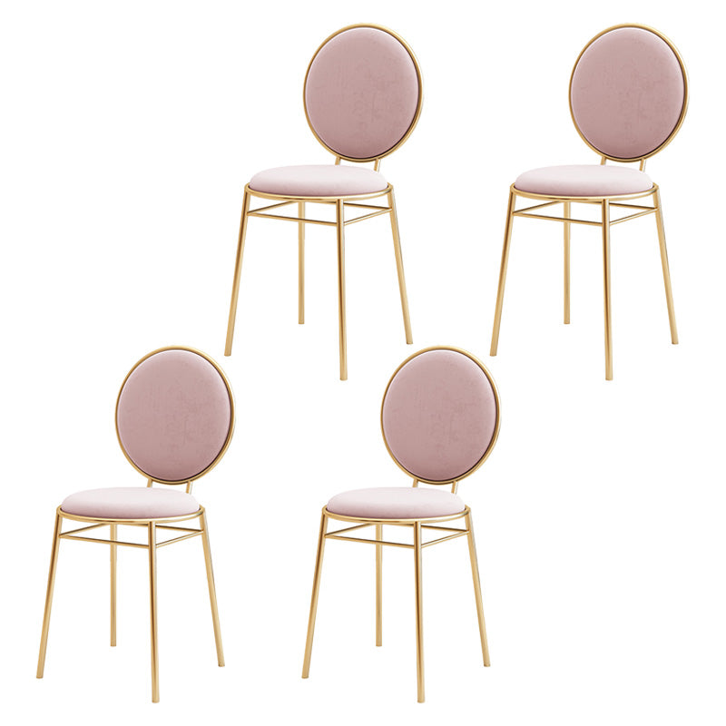 Glam Style Side Chair Upholstered King Louis Back Armless Dining Chair Pink 4 Piece Set Clearhalo 'Dining Chairs' 'Dining Tables & Seating' 'dining_chair' 'furn' 'furn_dining_chair' 'Furniture' 'furniture_dining_chair' 'Kitchen & Dining Furniture' 5033094