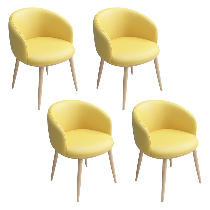 Glam 16.5" Wide Arm Chair Parsons Dining Chair for Dining Room Yellow Leather 4 Piece Set Clearhalo 'Dining Chairs' 'Dining Tables & Seating' 'dining_chair' 'furn' 'furn_dining_chair' 'Furniture' 'furniture_dining_chair' 'Kitchen & Dining Furniture' 5033383
