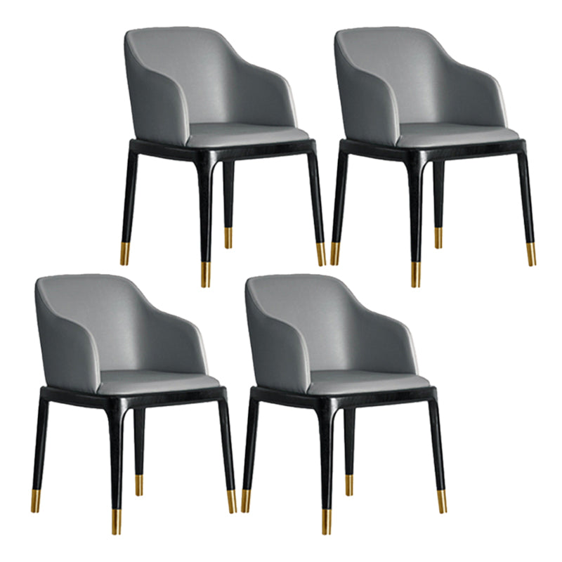 Contemporary Side Dining Chairs Faux Leather Kitchen Chairs for Home With Arms 4 Piece Set Black Gold Clearhalo 'Dining Chairs' 'Dining Tables & Seating' 'dining_chair' 'furn' 'furn_dining_chair' 'Furniture' 'furniture_dining_chair' 'Kitchen & Dining Furniture' 5033439