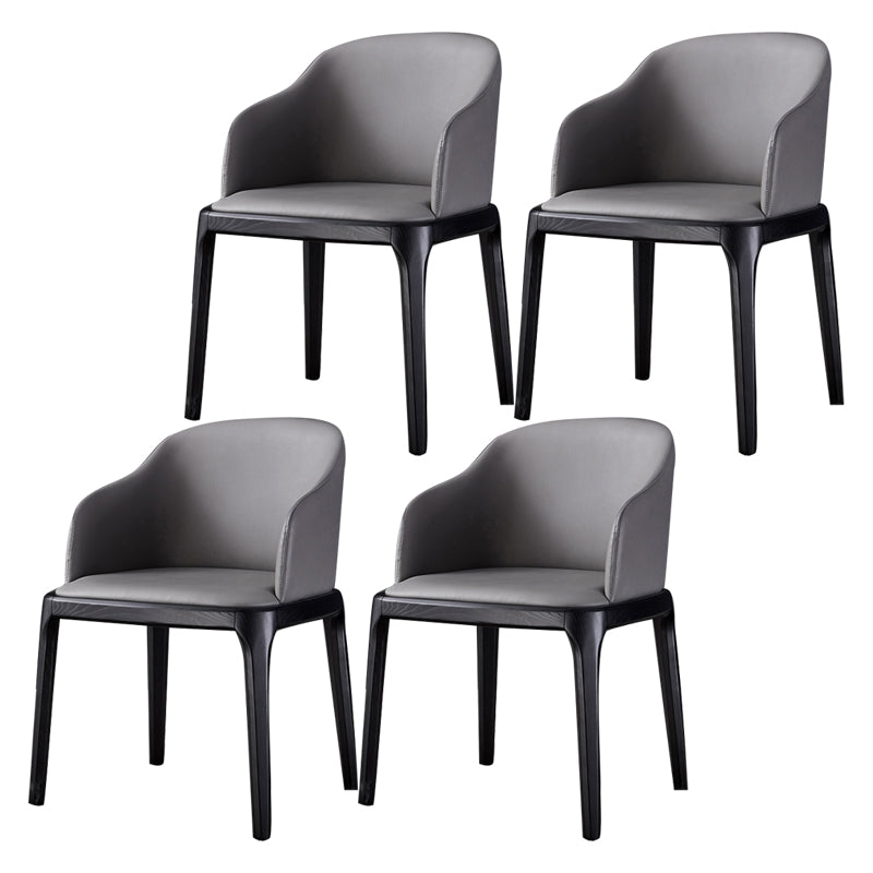 Modern Side Dining Chairs Faux Leather Dining Chairs for Kitchen Light Gray With Arms 4 Piece Set Clearhalo 'Dining Chairs' 'Dining Tables & Seating' 'dining_chair' 'furn' 'furn_dining_chair' 'Furniture' 'furniture_dining_chair' 'Kitchen & Dining Furniture' 5033461