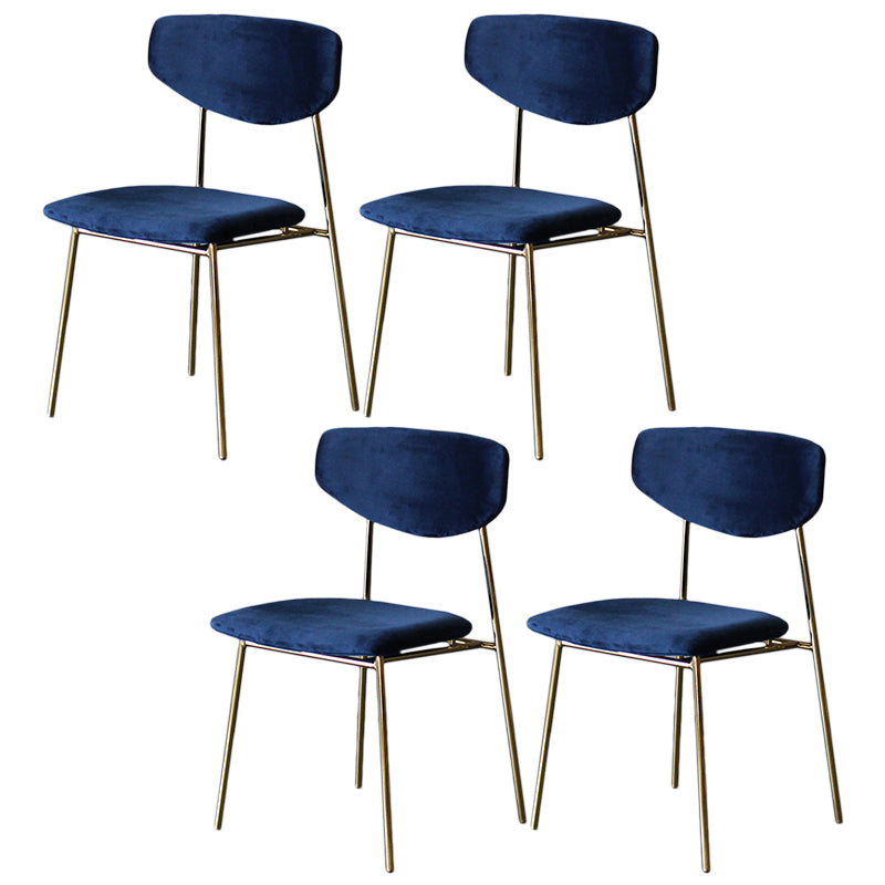 Upholstered Dining Side Chair Glam Style Dining Chair for Indoor Blue Gold 4 Piece Set Clearhalo 'Dining Chairs' 'Dining Tables & Seating' 'dining_chair' 'furn' 'furn_dining_chair' 'Furniture' 'furniture_dining_chair' 'Kitchen & Dining Furniture' 5033710