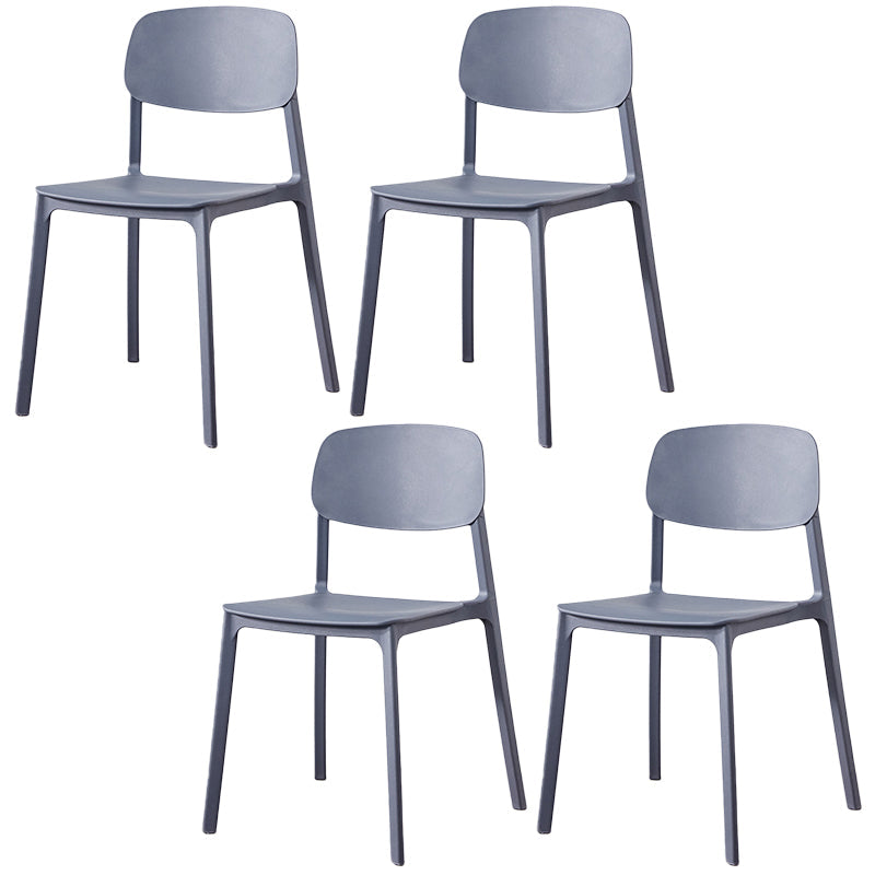 Scandinavian Plastic Armless Chair Open Back Dining Room Chair Grey 4 Piece Set Clearhalo 'Dining Chairs' 'Dining Tables & Seating' 'dining_chair' 'furn' 'furn_dining_chair' 'Furniture' 'furniture_dining_chair' 'Kitchen & Dining Furniture' 5033748