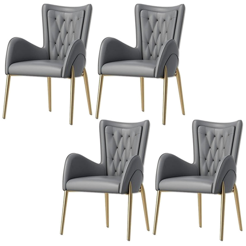Glam Style Arm Chair Parsons Indoor Dining Chair with Metal Base Light Gray 4 Piece Set Clearhalo 'Dining Chairs' 'Dining Tables & Seating' 'dining_chair' 'furn' 'furn_dining_chair' 'Furniture' 'furniture_dining_chair' 'Kitchen & Dining Furniture' 5033821