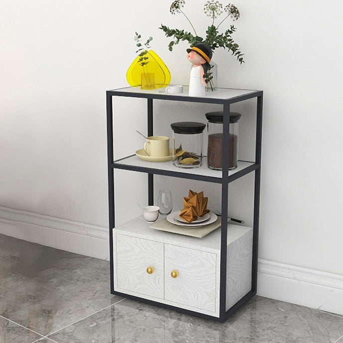 Glam Style Open Bookshelf Etagere Shelf Bookcase with Cabinet for Home Black Clearhalo 'Bookcases' 'furn' 'furn_bookcases' 'Furniture' 'furniture_bookcases' 'Office Furniture' 5035149