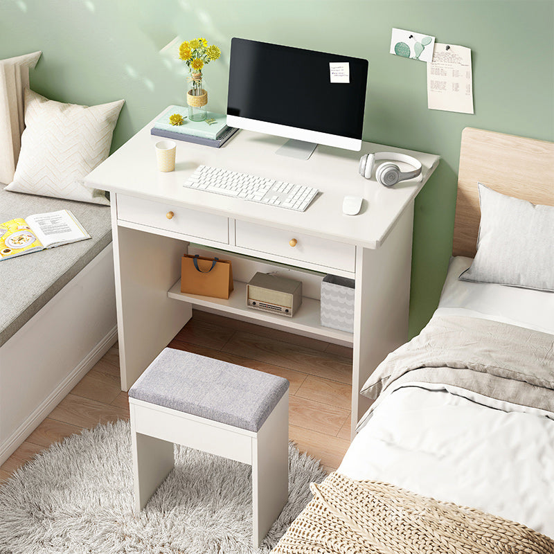 Rectangular Manufactured Wood Writing Desk Modern Desk with Two Drawers White Clearhalo 'furn' 'furn_office_desk' 'Furniture' 'furniture_office_desk' 'Office Desks' 'Office Furniture' 'office_desk' 5035653