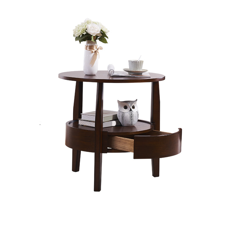24" L x 24" W Farmhouse Side End Table Wooden Side Table with Shelve and Drawer 23.6"L x 23.6"W x 23.6"H Dark Brown Clearhalo 'Coffee & Accent Tables' 'End & Side Tables' 'end_side_table' 'end_side_tables' 'furn' 'furn_end_side_tables' 'Furniture' 'furniture_end_side_table' 'Living Room Furniture' 5039602