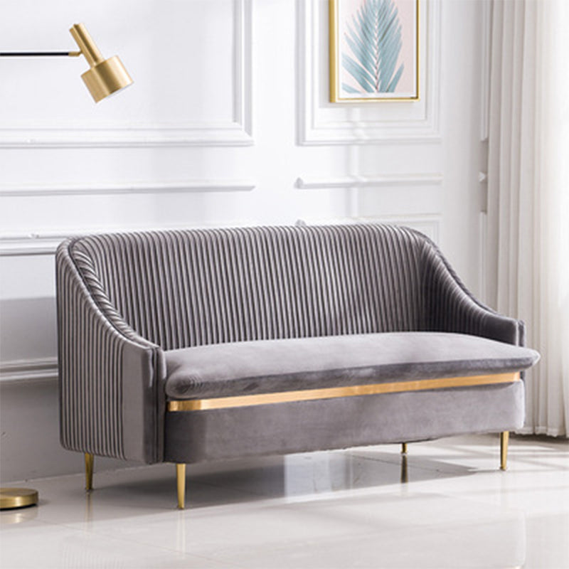 29.5"H Microsuede / Velvet Solid Color Sloped Arm Sofa for Living Room 78.7"L x 29.5"W x 29.5"H Grey Clearhalo 'furn' 'furn_sofas' 'Furniture' 'furniture_sofas' 'Living Room Furniture' 'Sofa' 'sofas' 5039676