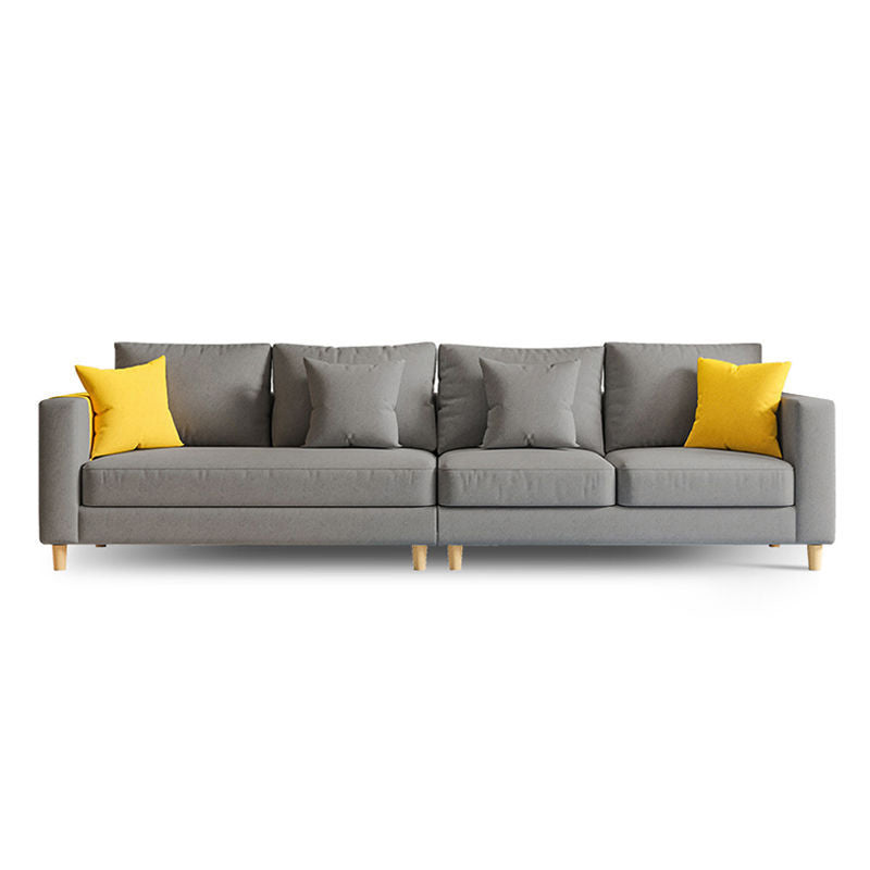 Linen Contemporary Square Arm Sofa Standard Sofa with Slipcovered for Living Room 90.5"L x 24"W x 29.5"H Grey Clearhalo 'furn' 'furn_sofas' 'Furniture' 'furniture_sofas' 'Living Room Furniture' 'Sofa' 'sofas' 5039777