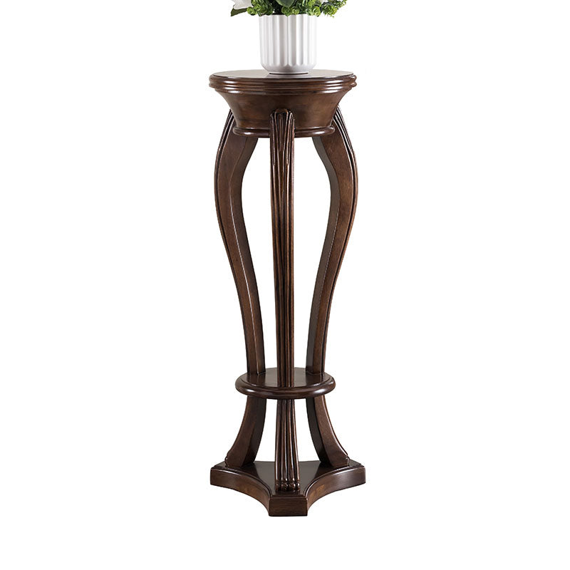 Pedestal End Table Brown Round Wood Side End Table - Distressed Surface Treatment 13.8"L x 13.8"W x 39.4"H Walnut Clearhalo 'Coffee & Accent Tables' 'End & Side Tables' 'end_side_table' 'end_side_tables' 'furn' 'furn_end_side_tables' 'Furniture' 'furniture_end_side_table' 'Living Room Furniture' 5039942