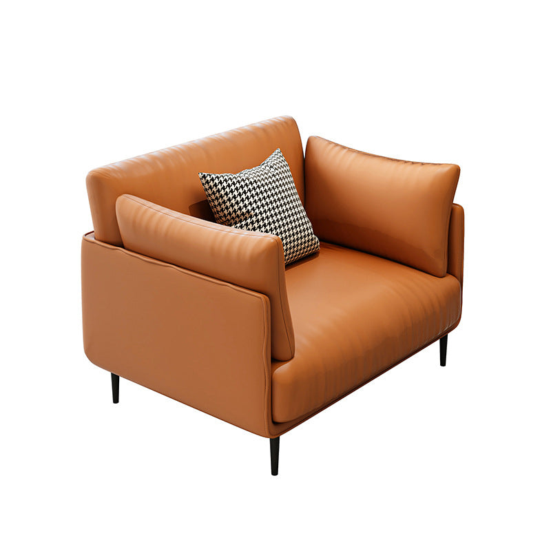 Faux Leather Chair 39.3" L x33.4"W x33.4"H Removable Cushions Chair Orange Latex Clearhalo 'Accent Chairs' 'accent_chairs' 'Chairs & Seating' 'furn' 'furn_accent_chairs' 'Furniture' 'furniture_accent_chairs' 'Living Room Furniture' 5040072