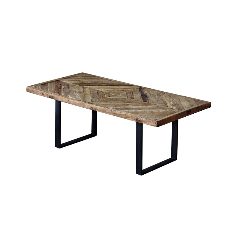 Nordic Style Cocktail Table Brown Elm Wood Top Metal Base Round/square Coffee Table 47"L x 24"W x 18"H Rectangular Clearhalo 'Coffee & Accent Tables' 'Coffee Tables' 'coffee_tables' 'furn' 'furn_coffee_tables' 'Furniture' 'furniture_coffee_tables' 'Living Room Furniture' 5040109