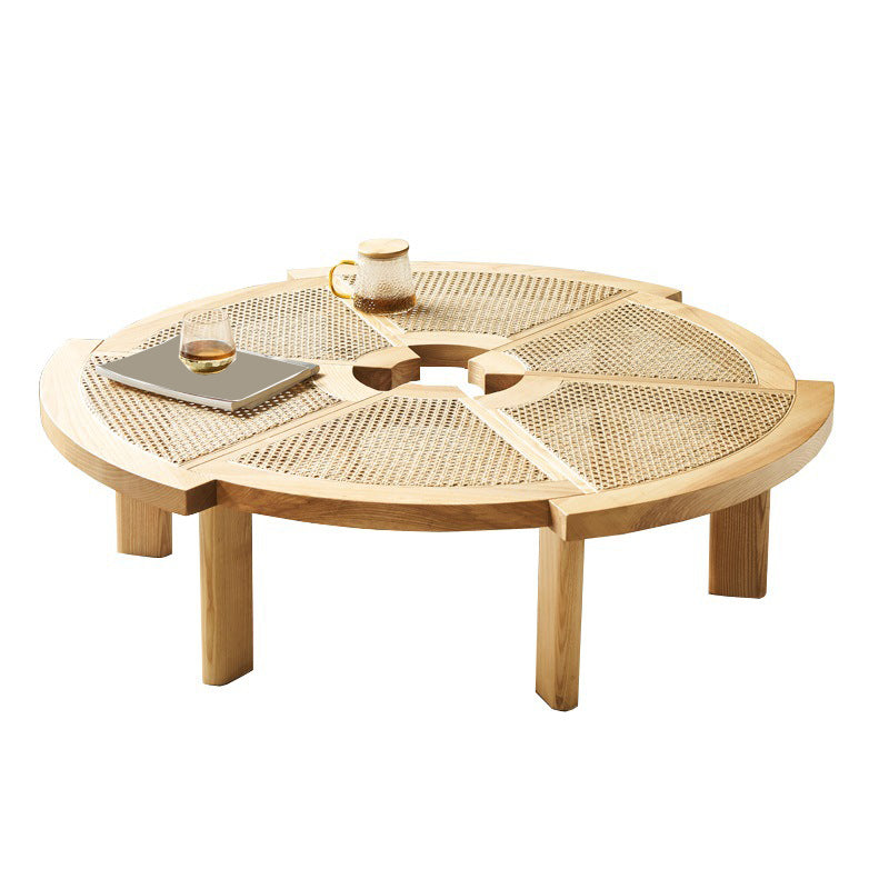 6 Legs Single Coffee Table Wooden Modernism Brown/Beige/Black Cocktail Table Natural Clearhalo 'Coffee & Accent Tables' 'Coffee Tables' 'coffee_tables' 'furn' 'furn_coffee_tables' 'Furniture' 'furniture_coffee_tables' 'Living Room Furniture' 5040211