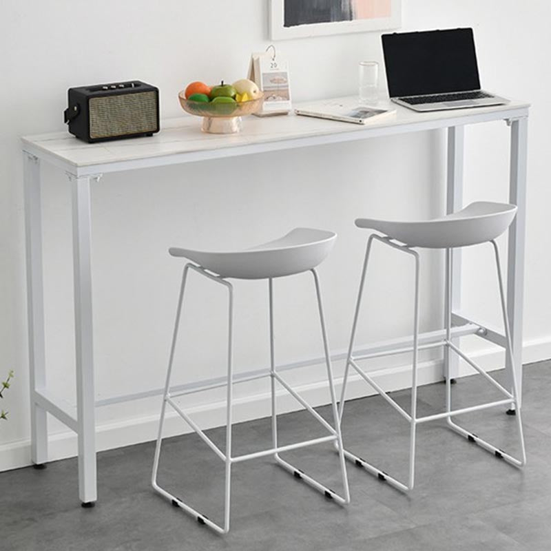 Balcony Bar Height Counter Height Table Modern Rectangle Footrest Pub Table Matte White Without Chairs Clearhalo 'Bar Furniture' 'Bar Tables' 'bar_tables' 'furn' 'furn_bar_tables' 'Furniture' 'furniture_bar_tables' 'Kitchen & Dining Furniture' 5041755