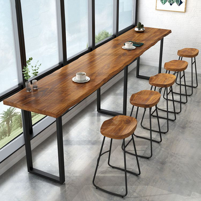 Restaurant Rectangle Wood Top Counter Table Industrial Style Bar Table 78.7"L x 15.7"W x 41.3"H Without Chairs Clearhalo 'Bar Furniture' 'Bar Tables' 'bar_tables' 'furn' 'furn_bar_tables' 'Furniture' 'furniture_bar_tables' 'Kitchen & Dining Furniture' 5041785