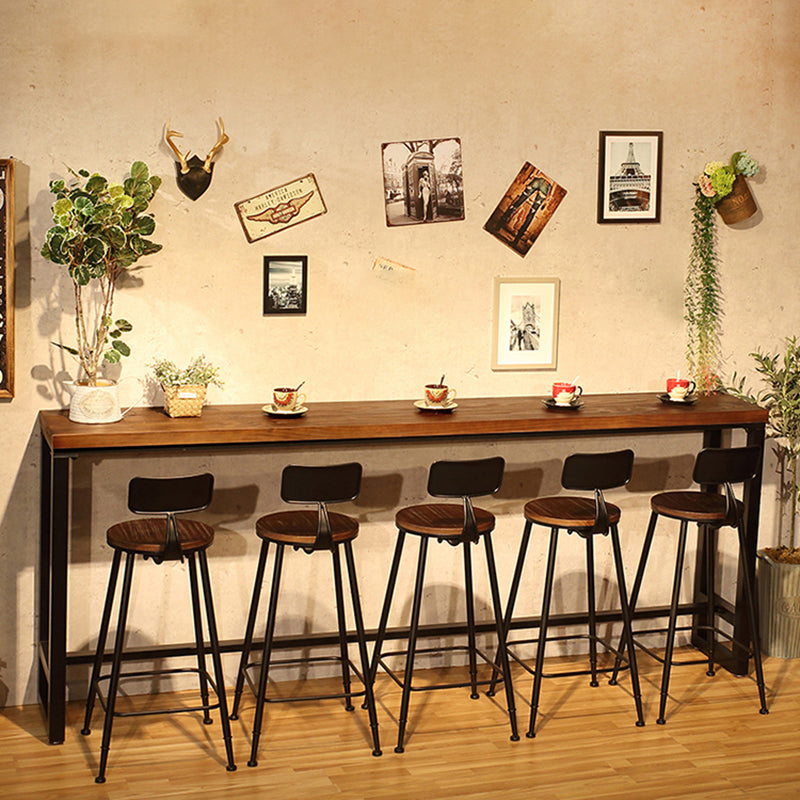 Rectangle Counter Wine Table Footrest Wood Industrial Cocktail Bar Table for Coffee Shop 86.6"L x 15.7"W x 41.3"H Without Chairs Clearhalo 'Bar Furniture' 'Bar Tables' 'bar_tables' 'furn' 'furn_bar_tables' 'Furniture' 'furniture_bar_tables' 'Kitchen & Dining Furniture' 5041817