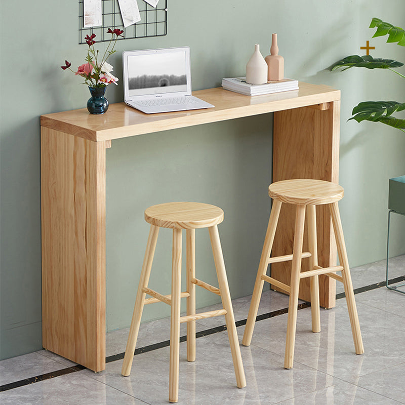 Modern Solid Wood Counter Wine Table Rectangle Fixed Table Indoor Patio Bar Table 63"L x 15.7"W x 41.3"H Natural Without Chairs Clearhalo 'Bar Furniture' 'Bar Tables' 'bar_tables' 'furn' 'furn_bar_tables' 'Furniture' 'furniture_bar_tables' 'Kitchen & Dining Furniture' 5041840