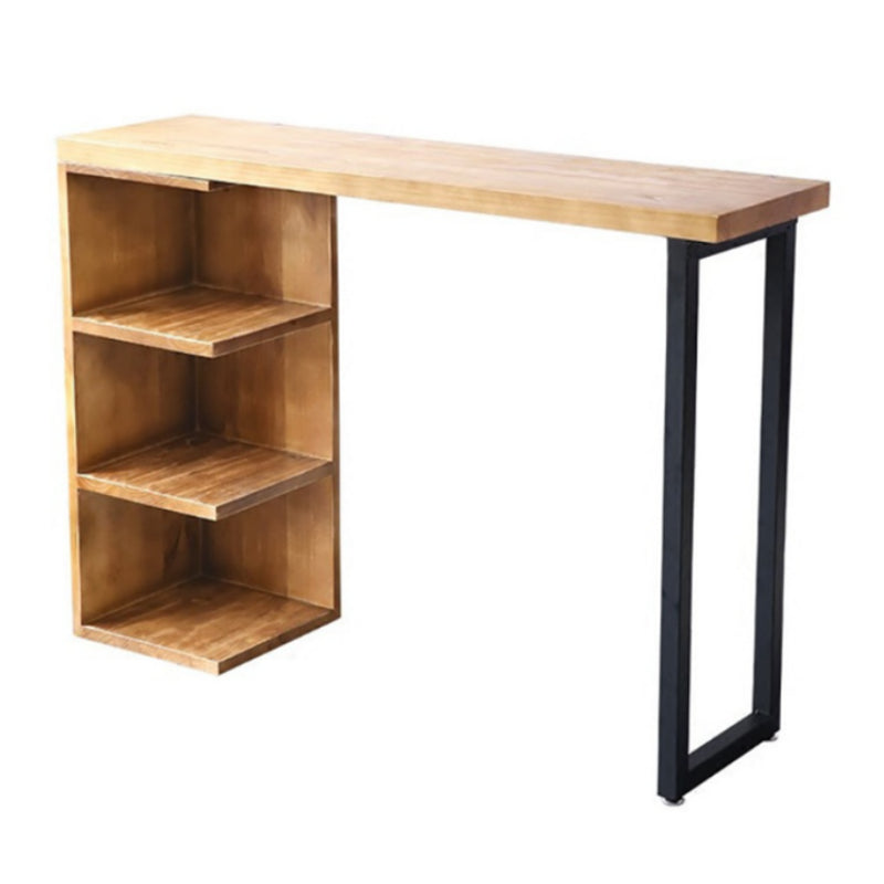 Modern Bar Wine Table with Storage Indoor Rectangle Counter Height Table in Natural 78.7"L x 17.7"W x 41.3"H Without Chairs Clearhalo 'Bar Furniture' 'Bar Tables' 'bar_tables' 'furn' 'furn_bar_tables' 'Furniture' 'furniture_bar_tables' 'Kitchen & Dining Furniture' 5041884