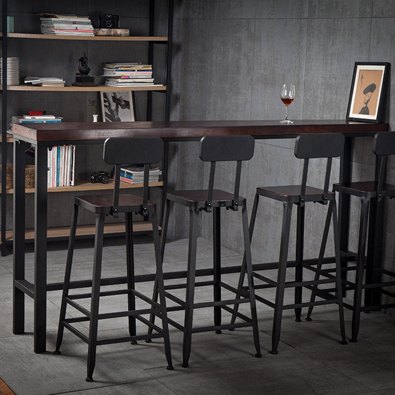 Wood Brown Bistro Accent Dining Table Industrial Rectangle Trestle Pub Table 86.6"L x 15.7"W x 41.3"H Without Chairs Clearhalo 'Bar Furniture' 'Bar Tables' 'bar_tables' 'furn' 'furn_bar_tables' 'Furniture' 'furniture_bar_tables' 'Kitchen & Dining Furniture' 5041897