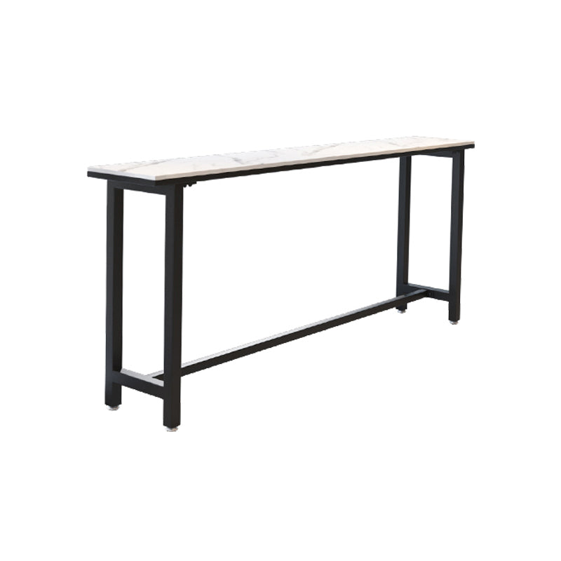 Modern White and Black Bistro Table Rectangle Footrest Cocktail Bar Table 78.7"L x 15.7"W x 41.3"H Without Chairs Clearhalo 'Bar Furniture' 'Bar Tables' 'bar_tables' 'furn' 'furn_bar_tables' 'Furniture' 'furniture_bar_tables' 'Kitchen & Dining Furniture' 5041918