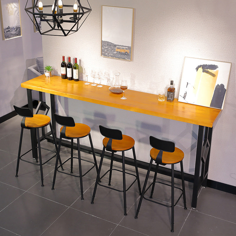 Industrial Style Wood Top Bar Table 42-inch Height Counter Table for Coffee Shop 86.6"L x 15.7"W x 41.3"H Without Chairs Clearhalo 'Bar Furniture' 'Bar Tables' 'bar_tables' 'furn' 'furn_bar_tables' 'Furniture' 'furniture_bar_tables' 'Kitchen & Dining Furniture' 5041930