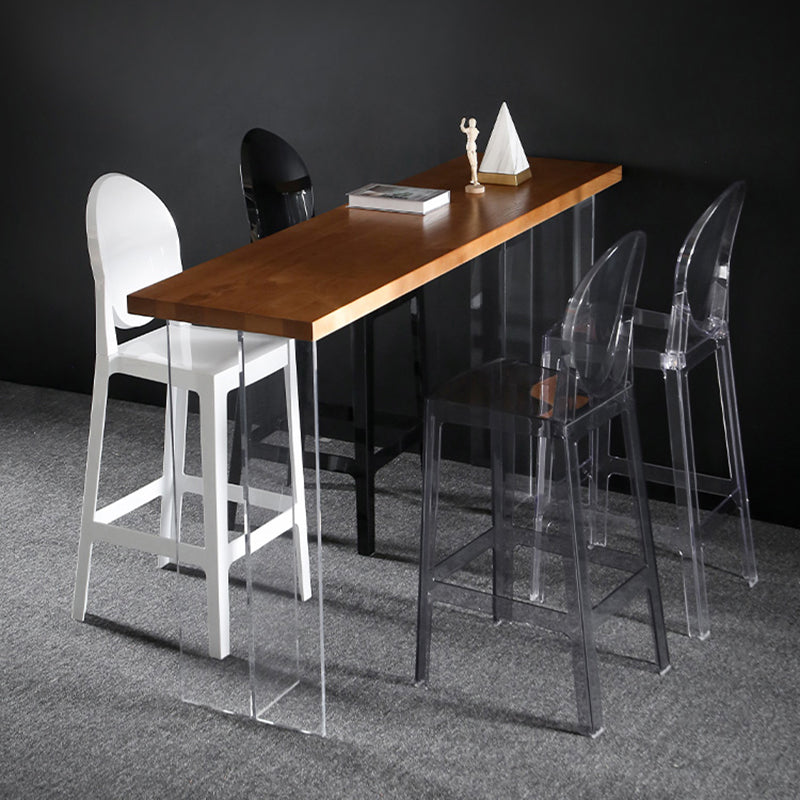 Industrial Style Wood Top Counter Table Acrylic Pedestal Bar Table for Coffee Shop 86.6"L x 15.7"W x 41.3"H Without Chairs Clearhalo 'Bar Furniture' 'Bar Tables' 'bar_tables' 'furn' 'furn_bar_tables' 'Furniture' 'furniture_bar_tables' 'Kitchen & Dining Furniture' 5041949