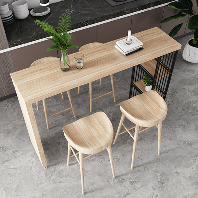 Industrial Solid Wood Top Counter Table 42-inch Height Table for Living Room Wood 70.9"L x 15.7"W x 41.3"H Without Chairs Clearhalo 'Bar Furniture' 'Bar Tables' 'bar_tables' 'furn' 'furn_bar_tables' 'Furniture' 'furniture_bar_tables' 'Kitchen & Dining Furniture' 5041984