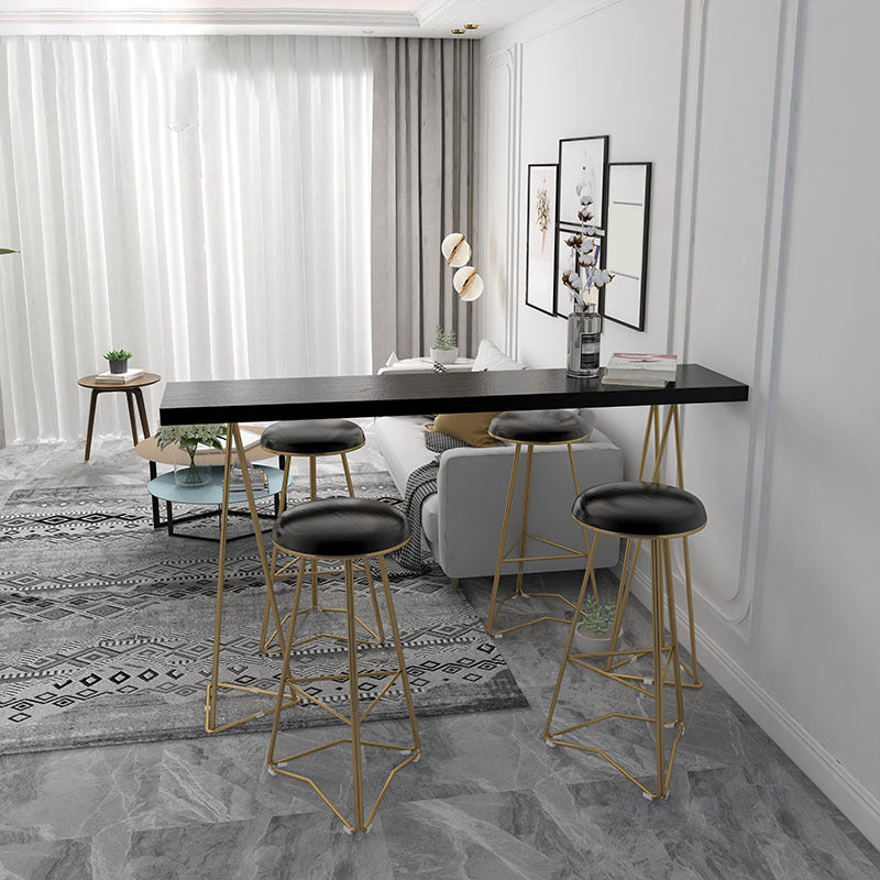 Glam Style Bar Table 42-inch Height Solid Wood Bistro Table for Living Room 70.9"L x 15.7"W x 41.3"H Black Without Chairs Clearhalo 'Bar Furniture' 'Bar Tables' 'bar_tables' 'furn' 'furn_bar_tables' 'Furniture' 'furniture_bar_tables' 'Kitchen & Dining Furniture' 5042069