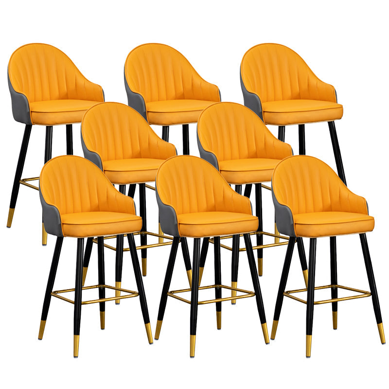 Scandinavian Armed Reception Stool Matte Finish Leather Barstool Orange-Gray 8 Piece Set Clearhalo 'Bar Furniture' 'Bar Stools' 'bar_stools' 'furn' 'furn_bar_stools' 'Furniture' 'furniture_bar_stools' 'Kitchen & Dining Furniture' 5042485