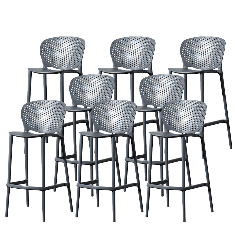 Contemporary Style Stackable Bar-stool Plastic Counter Bar Stool for Home Black-Gray 8 Piece Set Bar Stool(30"H) Clearhalo 'Bar Furniture' 'Bar Stools' 'bar_stools' 'furn' 'furn_bar_stools' 'Furniture' 'furniture_bar_stools' 'Kitchen & Dining Furniture' 5042623