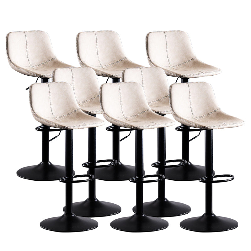 Home Modern Adjustable Height Stool Matte Finish Leather Barstool Off-White 8 Piece Set Clearhalo 'Bar Furniture' 'Bar Stools' 'bar_stools' 'furn' 'furn_bar_stools' 'Furniture' 'furniture_bar_stools' 'Kitchen & Dining Furniture' 5042648