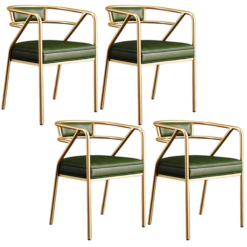 Glam Style Arm Chair Open Back Indoor Dining Chair for Dining Room Green 4 Piece Set Brass Gold Clearhalo 'Dining Chairs' 'Dining Tables & Seating' 'dining_chair' 'furn' 'furn_dining_chair' 'Furniture' 'furniture_dining_chair' 'Kitchen & Dining Furniture' 5043817