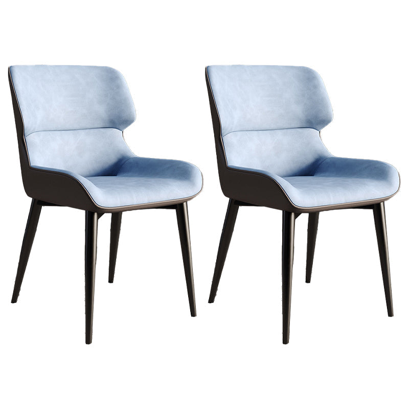 Faux Leather Modern Armless Chair Matte Finish Wingback Dining Chair Sky Blue 2 Piece Set Clearhalo 'Dining Chairs' 'Dining Tables & Seating' 'dining_chair' 'furn' 'furn_dining_chair' 'Furniture' 'furniture_dining_chair' 'Kitchen & Dining Furniture' 5044158