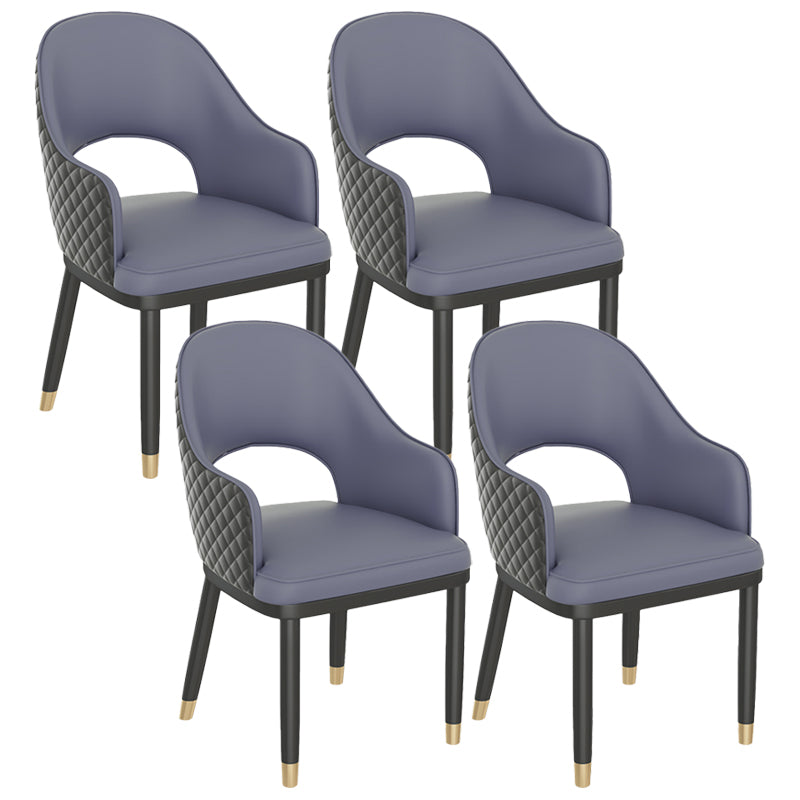 Modern Style Arm Chair Leather Open Back Indoor Dining Chair Blue 4 Piece Set Clearhalo 'Dining Chairs' 'Dining Tables & Seating' 'dining_chair' 'furn' 'furn_dining_chair' 'Furniture' 'furniture_dining_chair' 'Kitchen & Dining Furniture' 5044217