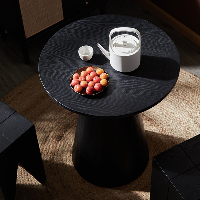 Nordic Style Cocktail Table Pine Material Multicolor Choice Round Coffee Table 23.6"L x 23.6"W x 27.6"H Black Clearhalo 'Coffee & Accent Tables' 'End & Side Tables' 'end_side_table' 'end_side_tables' 'furn' 'furn_end_side_tables' 'Furniture' 'furniture_end_side_table' 'Living Room Furniture' 5045940